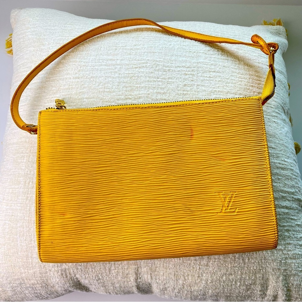 Vintage Louis Vuitton Yellow Epi Leather Pochette Clutch Bag